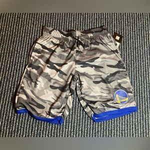 NWT YOUTH NBA Golden State Warriors camo Basketball Gym Shorts.